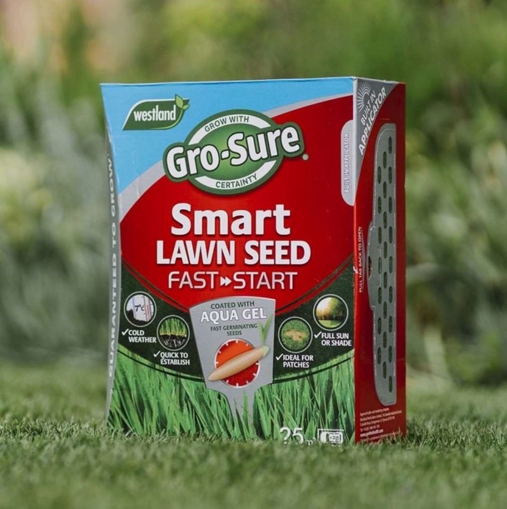 Gro-Sure Smart Lawn Seed Fast Start 25m² box on grass display
