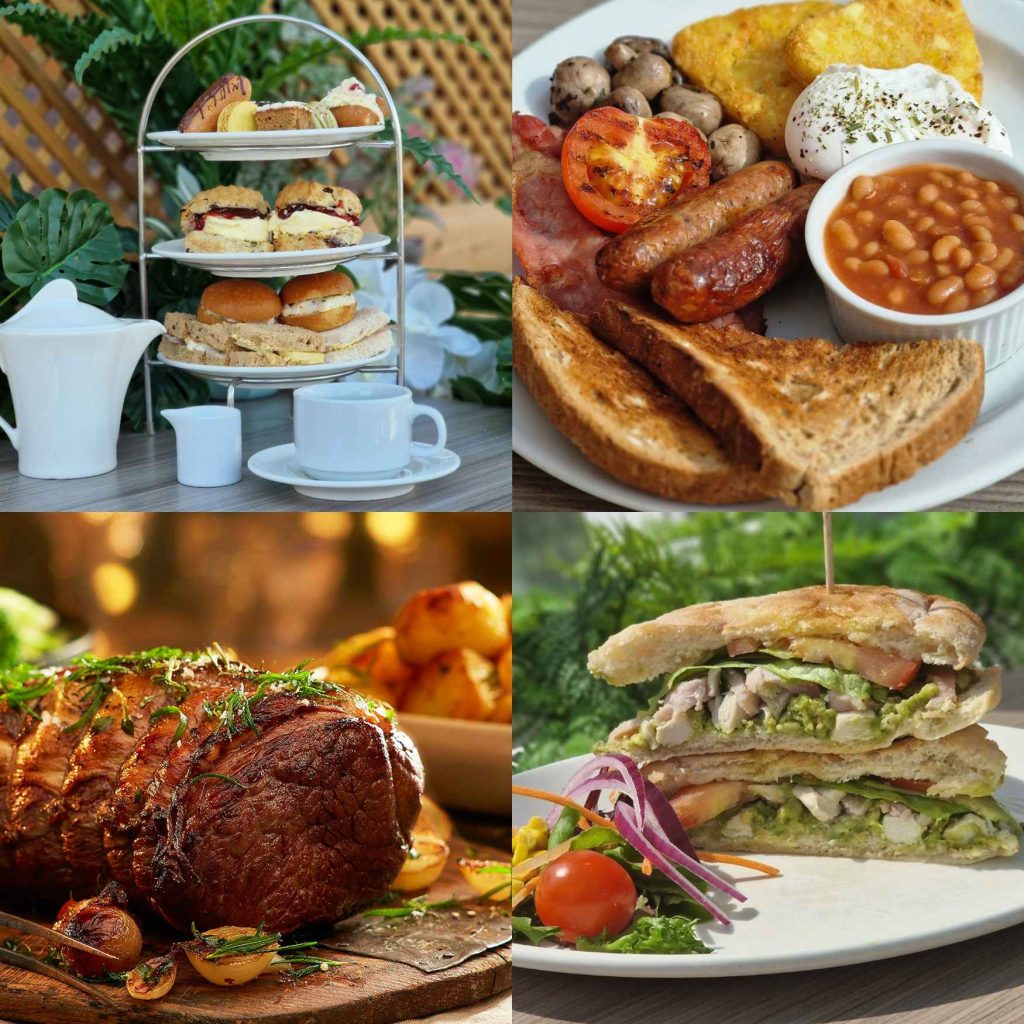 A selection of homemade British favourites from The Dorset Kitchen, including breakfast, lunch, cakes, and afternoon tea.