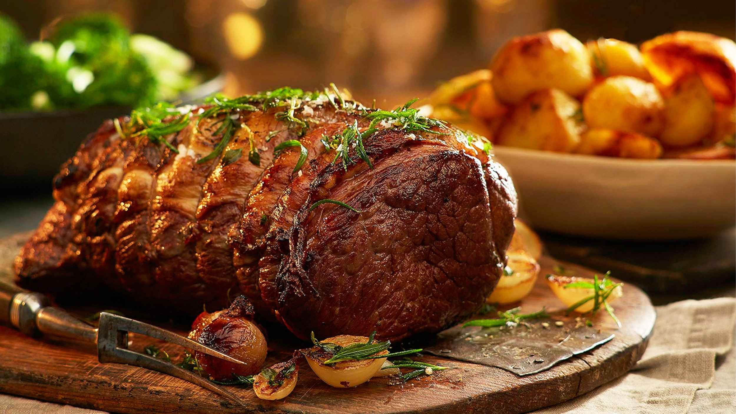 Roast beef served with golden roast potatoes and seasonal vegetables at The Dorset Kitchen Mother’s Day lunch